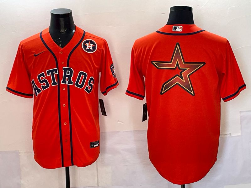 Men 2025 Houston Astros Blank Orange Nike MLB Jersey style 068